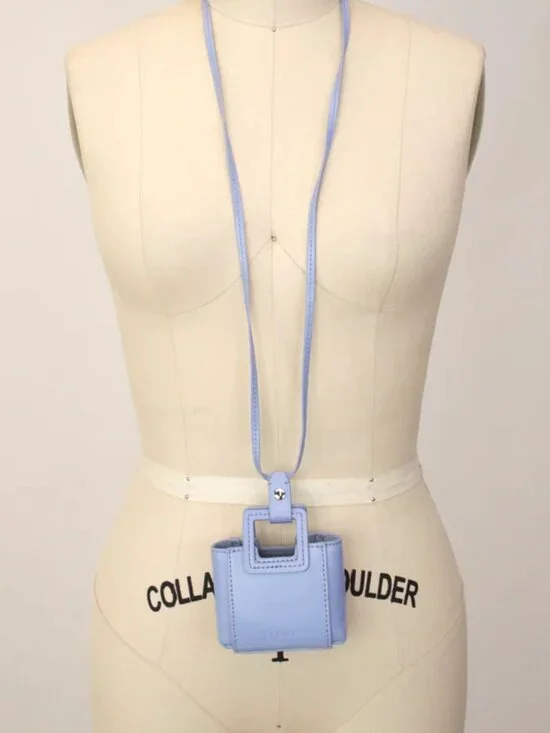 STAUD Shirley Micro Necklace in  Blue Hydrangea Color Leather - Picture 7 of 12